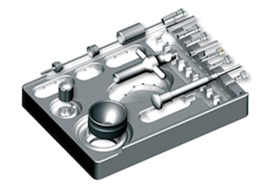 Thin separable three-pan drill bit for angle piece.