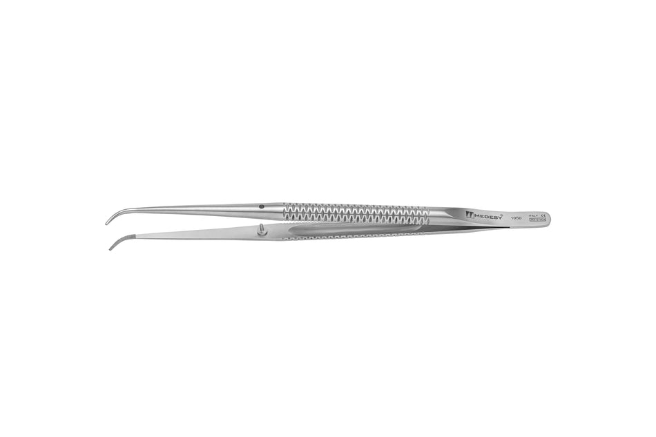 Tweezers anatomically curved with or without diamond coating, 18 cm