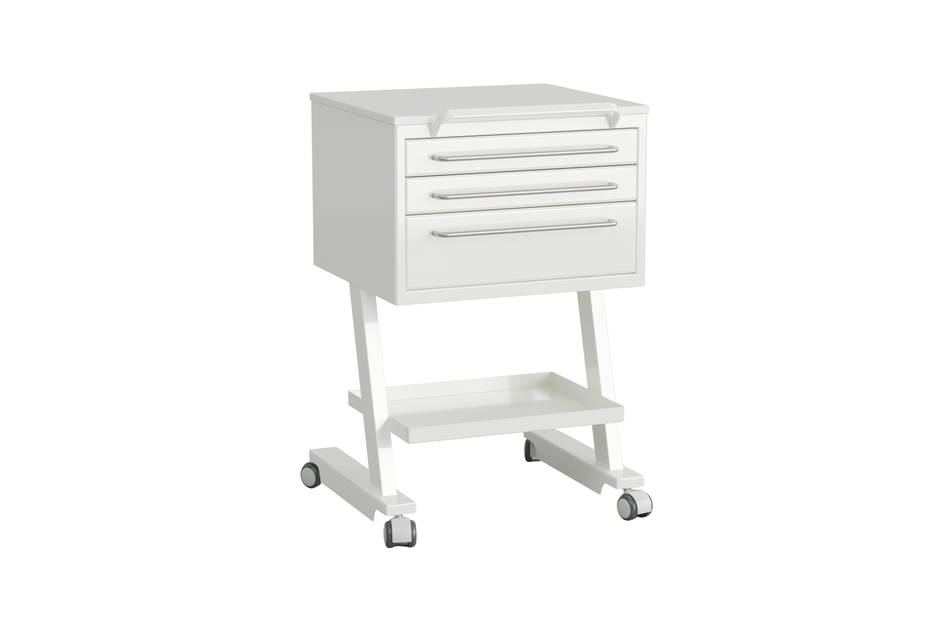 Weesgaard Rolling table with three drawers and a shelf