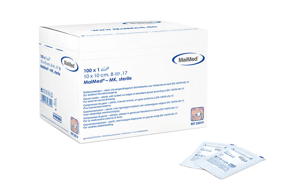 Sterile gauze compress 10 x 10 cm, pack of 100 pcs