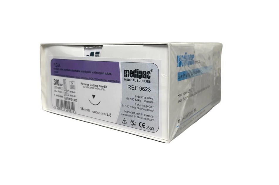 PGA - Braided resorbable suture, slowly resorbable, pack of 24 pcs