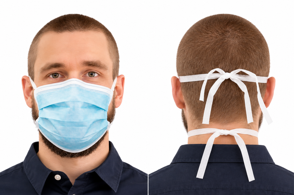 Premium mouth mask with ribbon, pack of 50 pcs