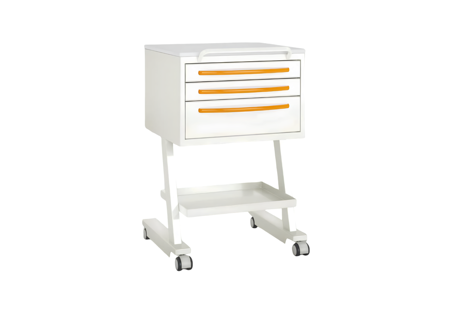 Weesgaard Rolling table with three drawers and a shelf